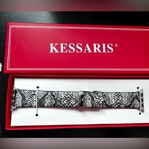 Kessaris Apple Watch Strap Snake Print Black and White